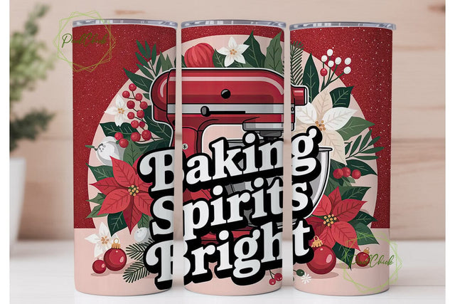 Christmas Baking Mixer 20oz Tumbler Wrap Sublimation PixelChick 