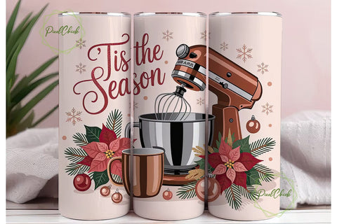 Christmas Baking Mixer 20oz Tumbler Wrap Sublimation PixelChick 