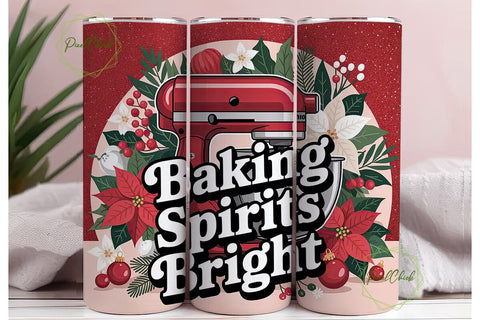 Christmas Baking Mixer 20oz Tumbler Wrap Sublimation PixelChick 