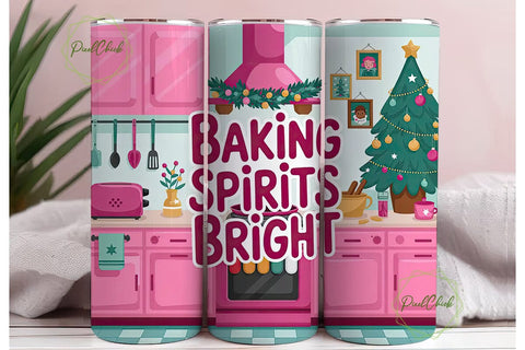 Christmas Baking Spirits Bright Tumbler Sublimation PixelChick 