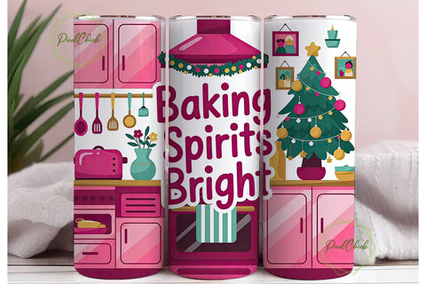Christmas Baking Spirits Bright Tumbler Sublimation PixelChick 