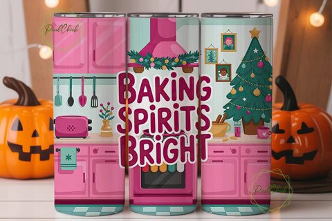 Christmas Baking Spirits Bright Tumbler Sublimation PixelChick 
