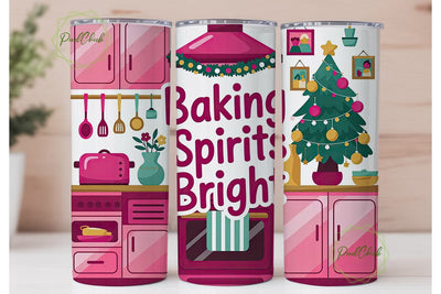 Christmas Baking Spirits Bright Tumbler Sublimation PixelChick 