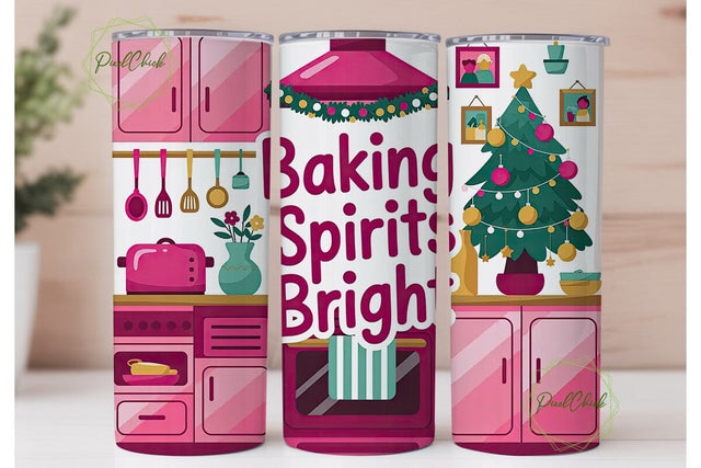 Christmas Baking Spirits Bright Tumbler Sublimation PixelChick 