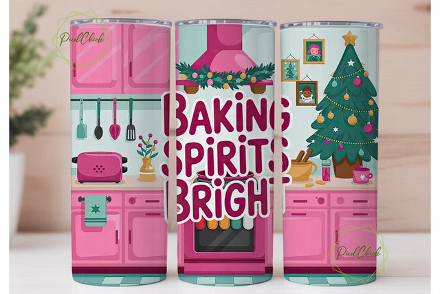 Christmas Baking Spirits Bright Tumbler Sublimation PixelChick 