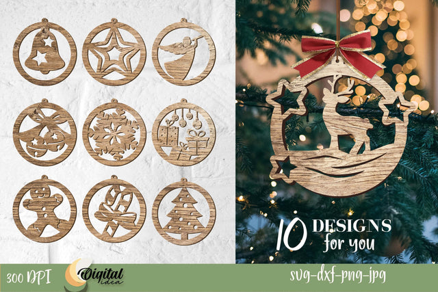 Christmas Ball Bundle. XMas Ornament Laser Cut SVG Evgenyia Guschina 