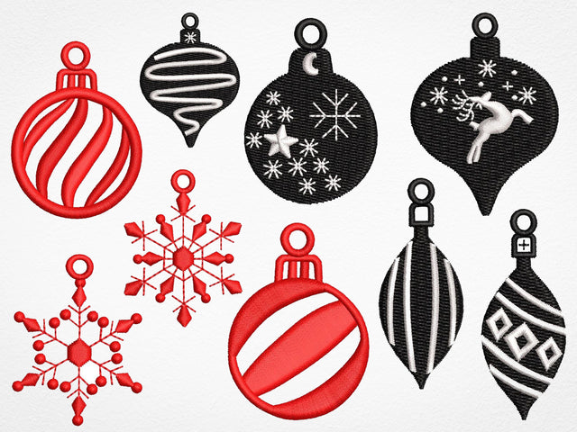 Christmas Ball Embroidery Bundle, Snowflake & Reindeer Ornament Machine Embroidery Designs, Winter Holiday Baubles Embroidery/Applique DESIGNS DesignDestine 