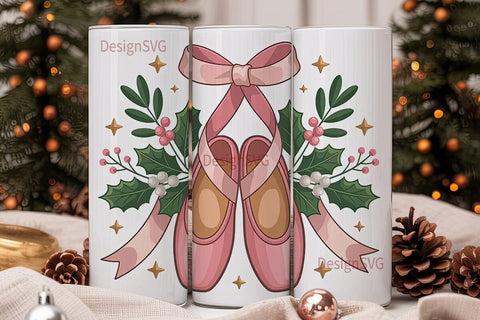 Christmas Ballet Pointe Shoes 20oz Sublimation DesignSVG 