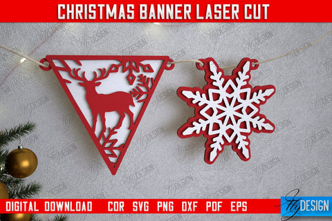 Christmas Banner Bundle | Christmas Garland | Christmas Decorations | CNC Files SVG Fly Design 