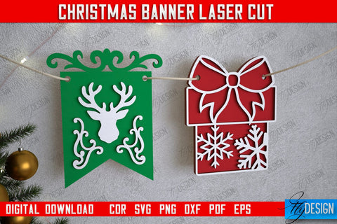 Christmas Banner Bundle | Christmas Garland | Christmas Decorations | CNC Files SVG Fly Design 
