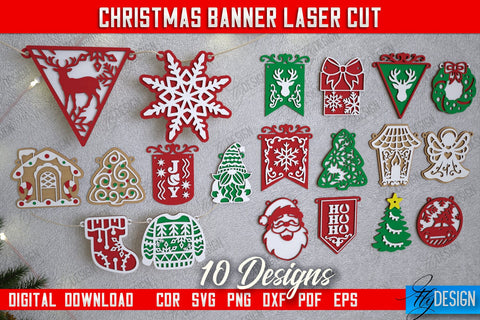 Christmas Banner Bundle | Christmas Garland | Christmas Decorations | CNC Files SVG Fly Design 