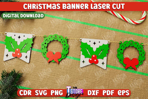 Christmas Banner Bundle | Christmas Garland | Christmas Decorations | CNC Files SVG The T Store Design 