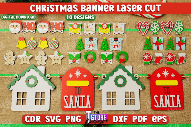 Christmas Banner Bundle | Christmas Garland | Christmas Decorations | CNC Files SVG The T Store Design 