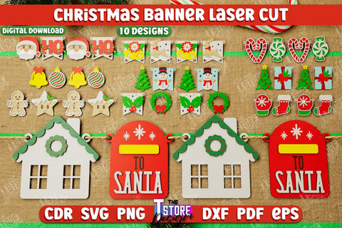 Christmas Banner Bundle | Christmas Garland | Christmas Decorations | CNC Files SVG The T Store Design 
