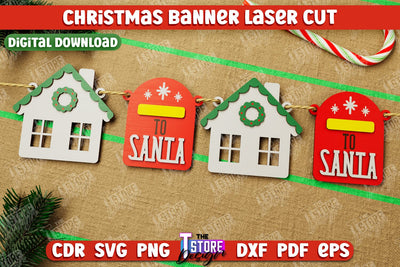 Christmas Banner | Christmas Decorations | Christmas Garland | Holiday | CNC File SVG The T Store Design 