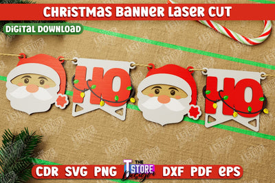 Christmas Banner | Christmas Decorations | Christmas Garland | Holiday | CNC File SVG The T Store Design 