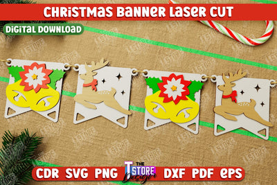 Christmas Banner | Christmas Decorations | Christmas Garland | Holiday | CNC File SVG The T Store Design 