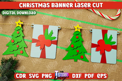 Christmas Banner | Christmas Decorations | Christmas Garland | Holiday | CNC File SVG The T Store Design 