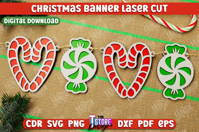 Christmas Banner | Christmas Decorations | Christmas Garland | Holiday | CNC File SVG The T Store Design 