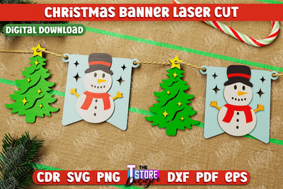 Christmas Banner | Christmas Decorations | Christmas Garland | Holiday | CNC File SVG The T Store Design 