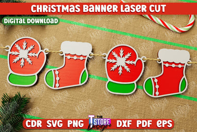 Christmas Banner | Christmas Decorations | Christmas Garland | Holiday | CNC File SVG The T Store Design 