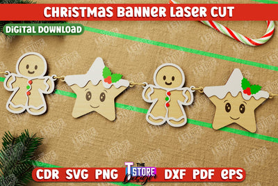 Christmas Banner | Christmas Decorations | Christmas Garland | Holiday | CNC File SVG The T Store Design 