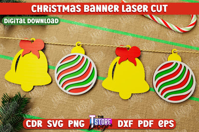 Christmas Banner | Christmas Decorations | Christmas Garland | Holiday | CNC File SVG The T Store Design 