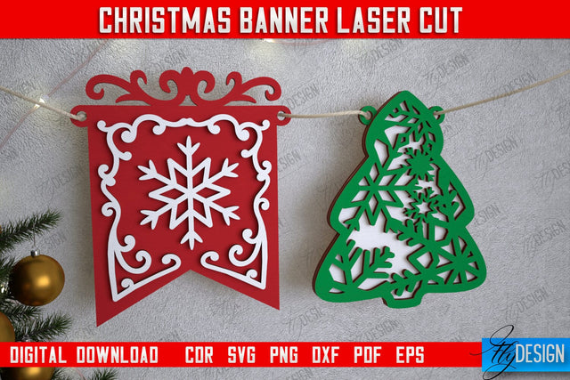 Christmas Banner | Christmas Garland | Christmas Decorations | CNC File SVG Fly Design 