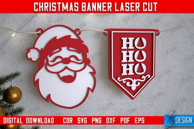 Christmas Banner | Christmas Garland | Christmas Decorations | CNC File SVG Fly Design 