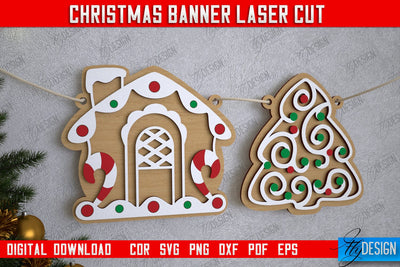 Christmas Banner | Christmas Garland | Christmas Decorations | CNC File SVG Fly Design 