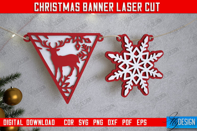 Christmas Banner | Christmas Garland | Christmas Decorations | CNC File SVG Fly Design 