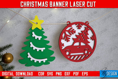 Christmas Banner | Christmas Garland | Christmas Decorations | CNC File SVG Fly Design 