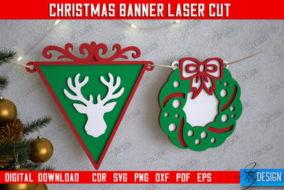 Christmas Banner | Christmas Garland | Christmas Decorations | CNC File SVG Fly Design 