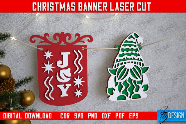 Christmas Banner | Christmas Garland | Christmas Decorations | CNC File SVG Fly Design 
