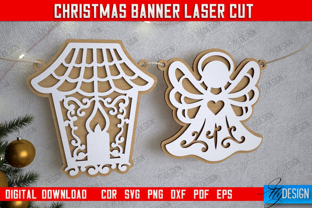 Christmas Banner | Christmas Garland | Christmas Decorations | CNC File SVG Fly Design 