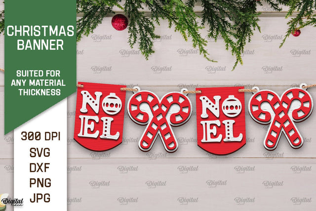 Christmas Banner Laser Cut Design. Christmas Decoration SVG SVG Evgenyia Guschina 