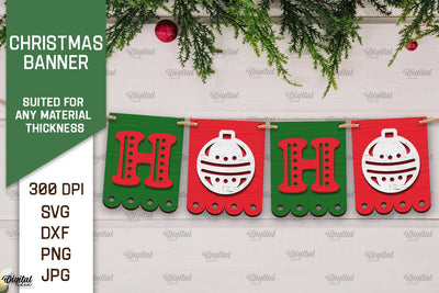 Christmas Banner Laser Cut Design. Christmas Decoration SVG SVG Evgenyia Guschina 