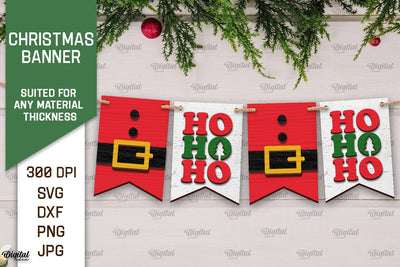 Christmas Banner Laser Cut Design. Christmas Decoration SVG SVG Evgenyia Guschina 