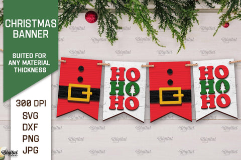 Christmas Banners Laser Cut Bundle. Christmas Decoration SVG SVG Evgenyia Guschina 