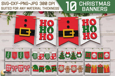 Christmas Banners Laser Cut Bundle. Christmas Decoration SVG SVG Evgenyia Guschina 