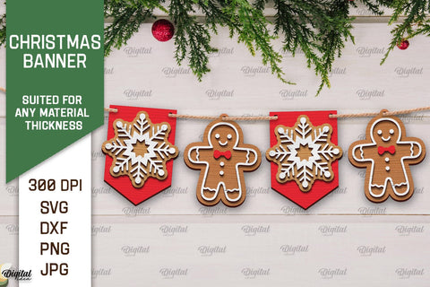 Christmas Banners Laser Cut Bundle. Christmas Decoration SVG SVG Evgenyia Guschina 