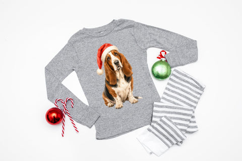 Christmas Basset Hound PNG, Santa Hat Dog Sublimation Pickled Thistle Creative 