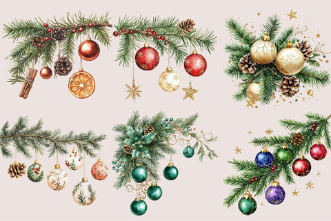 Christmas Bauble Branch Clipart Sublimation SVGArt 