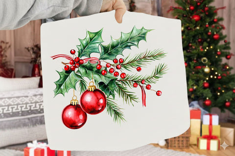 Christmas Bauble Branch Clipart Sublimation SVGArt 