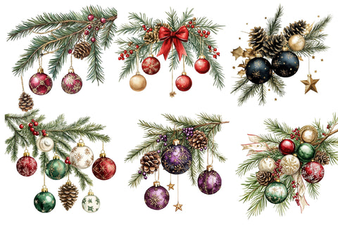 Christmas Bauble Branch Clipart Sublimation SVGArt 