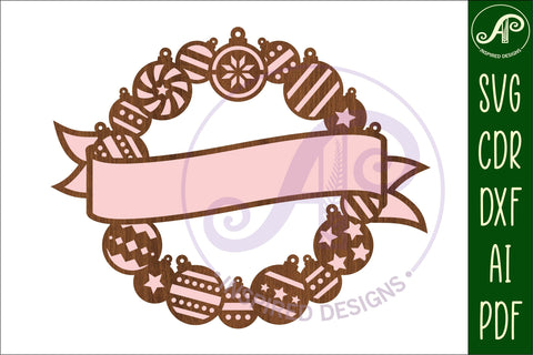 Christmas bauble Name sign svg laser cut template SVG APInspireddesigns 