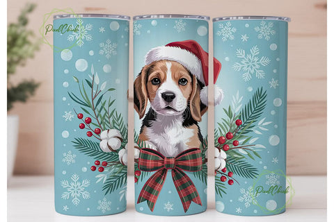 Christmas Beagle Puppy 20oz Tumbler Wrap Sublimation PixelChick 