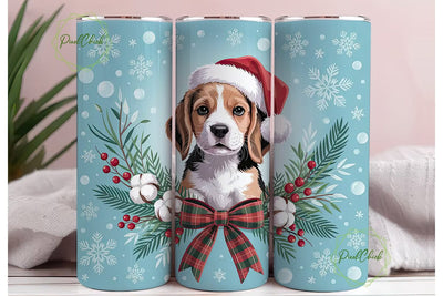Christmas Beagle Puppy 20oz Tumbler Wrap Sublimation PixelChick 
