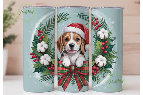 Christmas Beagle Puppy 20oz Tumbler Wrap Sublimation PixelChick 