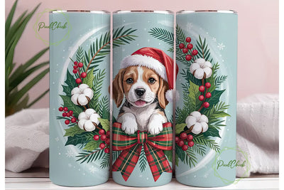 Christmas Beagle Puppy 20oz Tumbler Wrap Sublimation PixelChick 